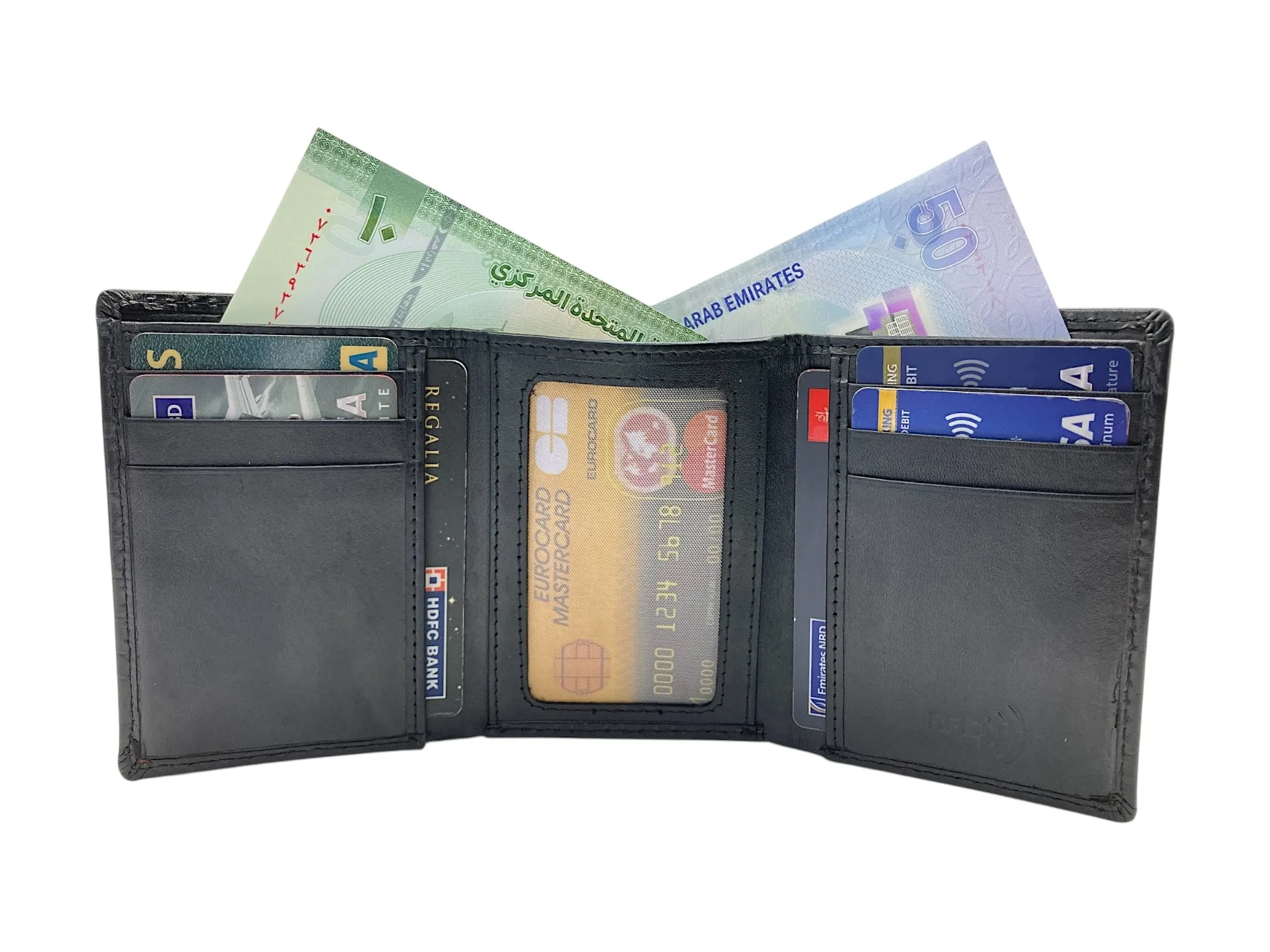 Trifold Wallet RFID Slim Wallets 10 Card Double Stitch # 1508