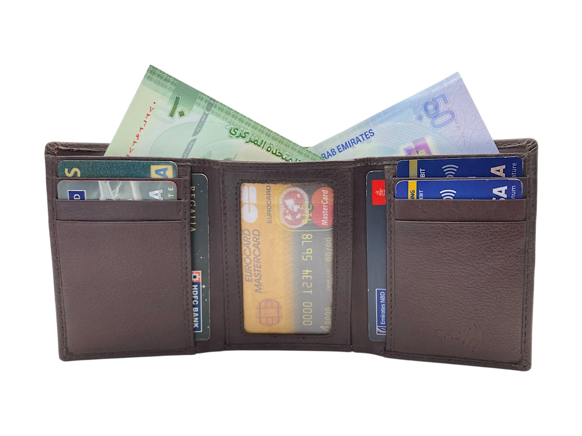 Trifold Wallet RFID Slim Wallets 10 Card Double Stitch # 1508