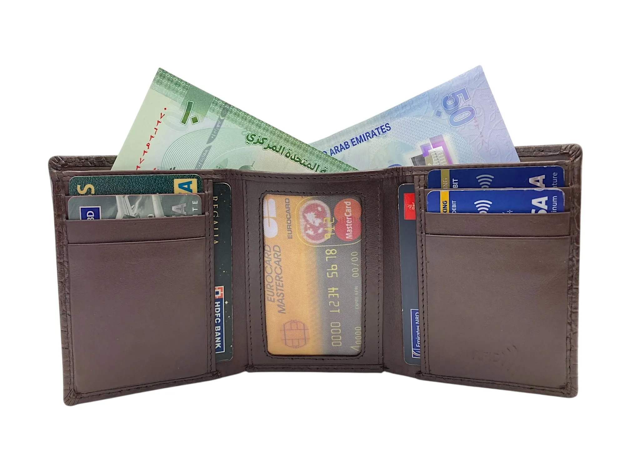 Trifold Wallet RFID Slim Wallets 10 Card Double Stitch # 1508