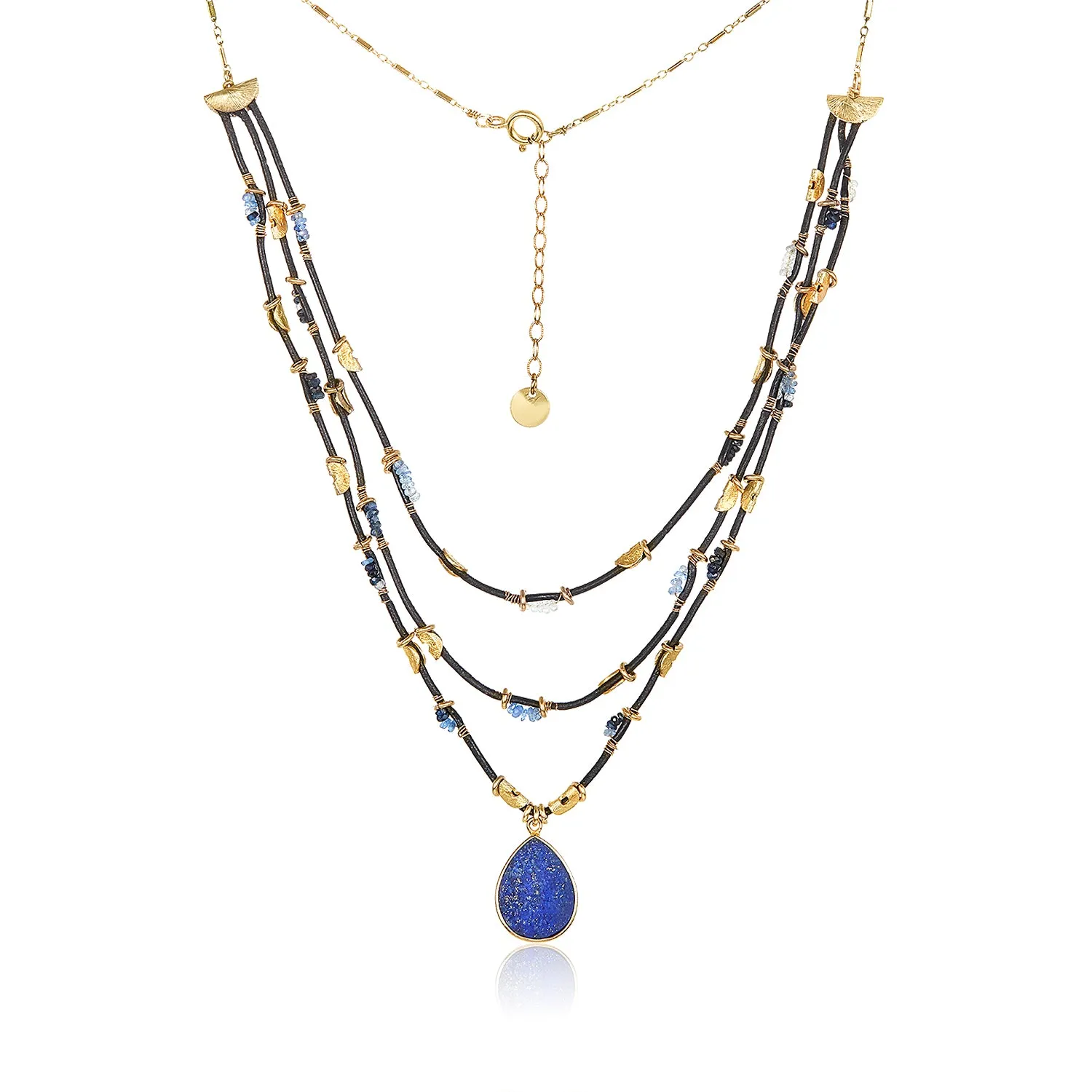 Trio Leather Half Moon Necklace