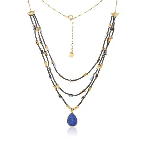 Trio Leather Half Moon Necklace