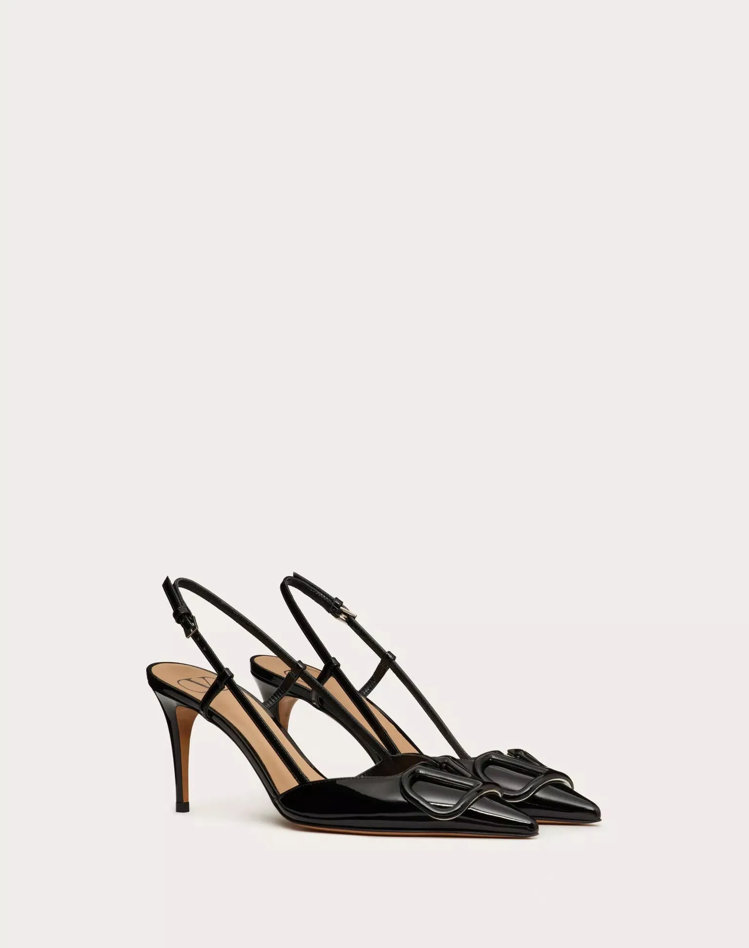 VALENTINO VLOGO SIGNATURE PATENT LEATHER SLINGBACK PUMP 80MM