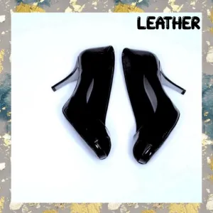 VINCE CAMUTO Black PATENT LEATHER Open Toe Heels Womens 6.5