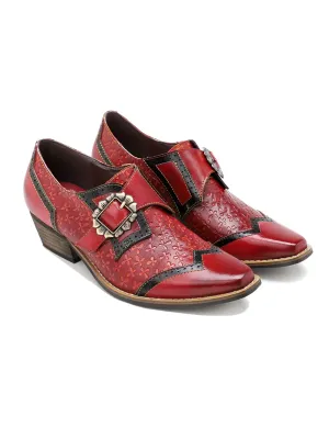 Vivid Daisy Embossed Leather Monk