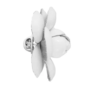 White Patent Leather Camellia Pin