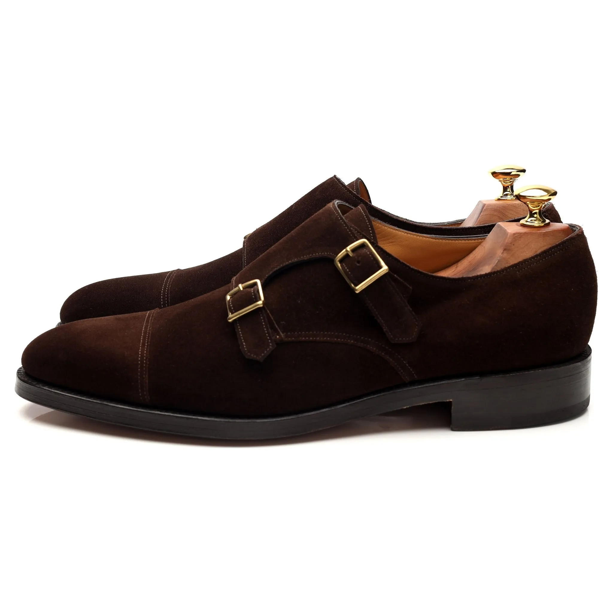 'William' Dark Brown Suede Double Monk Strap UK 10.5 E