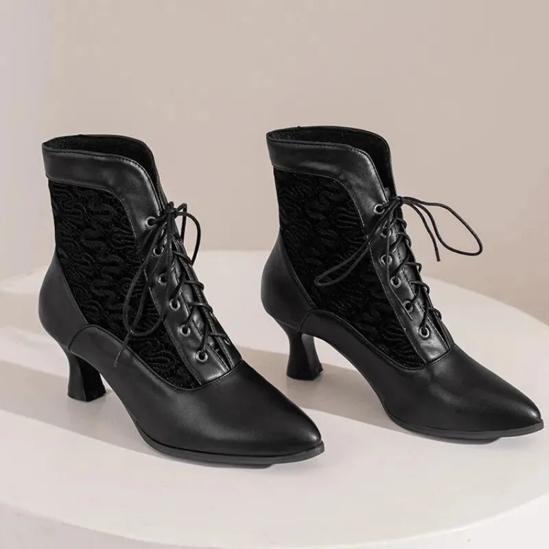 Women Ankle Boots Leather Lace Modern Boots