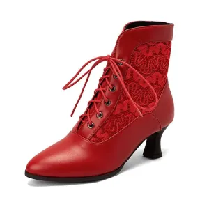 Women Ankle Boots Leather Lace Modern Boots