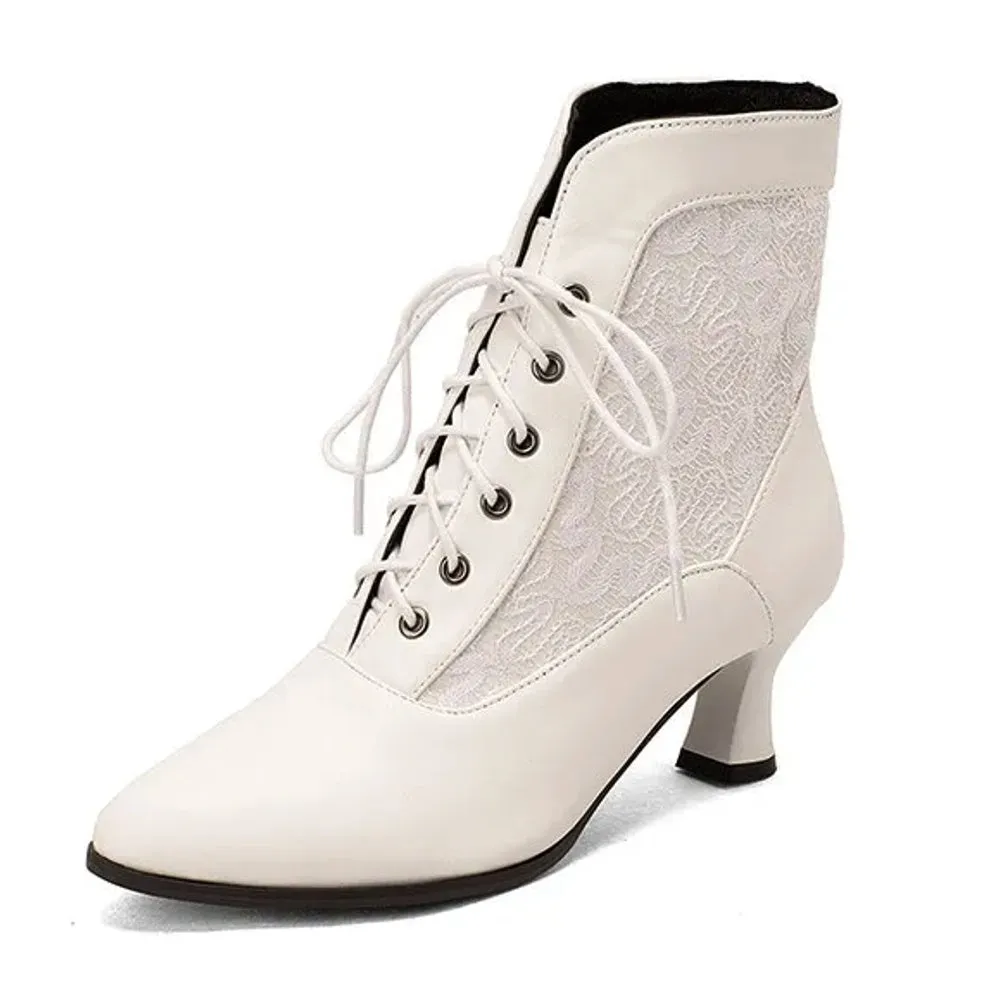 Women Ankle Boots Leather Lace Modern Boots