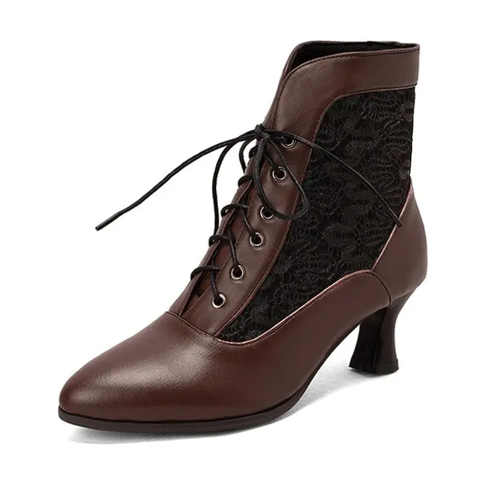 Women Ankle Boots Leather Lace Modern Boots