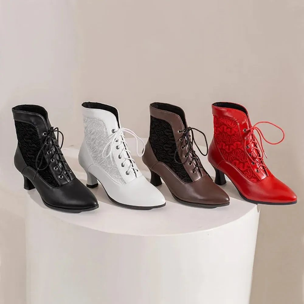 Women Ankle Boots Leather Lace Modern Boots