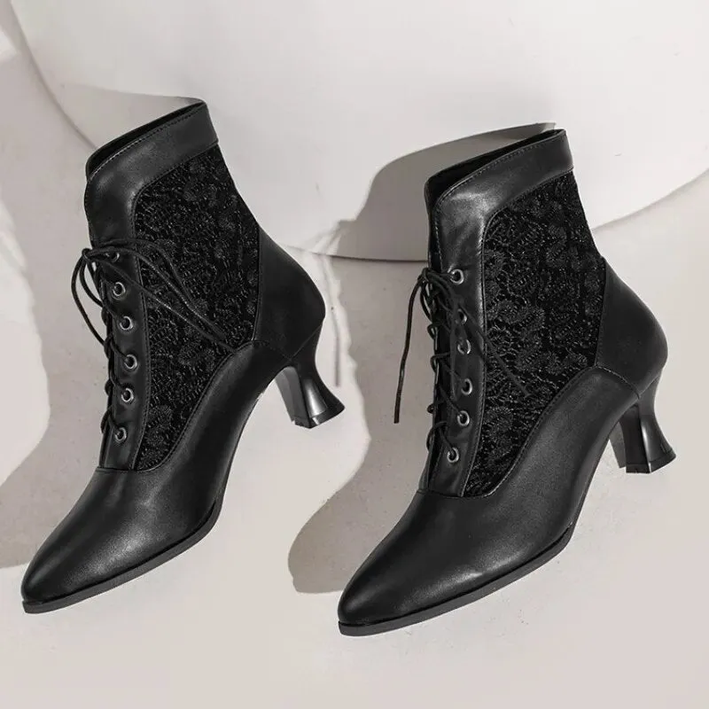 Women Ankle Boots Leather Lace Modern Boots