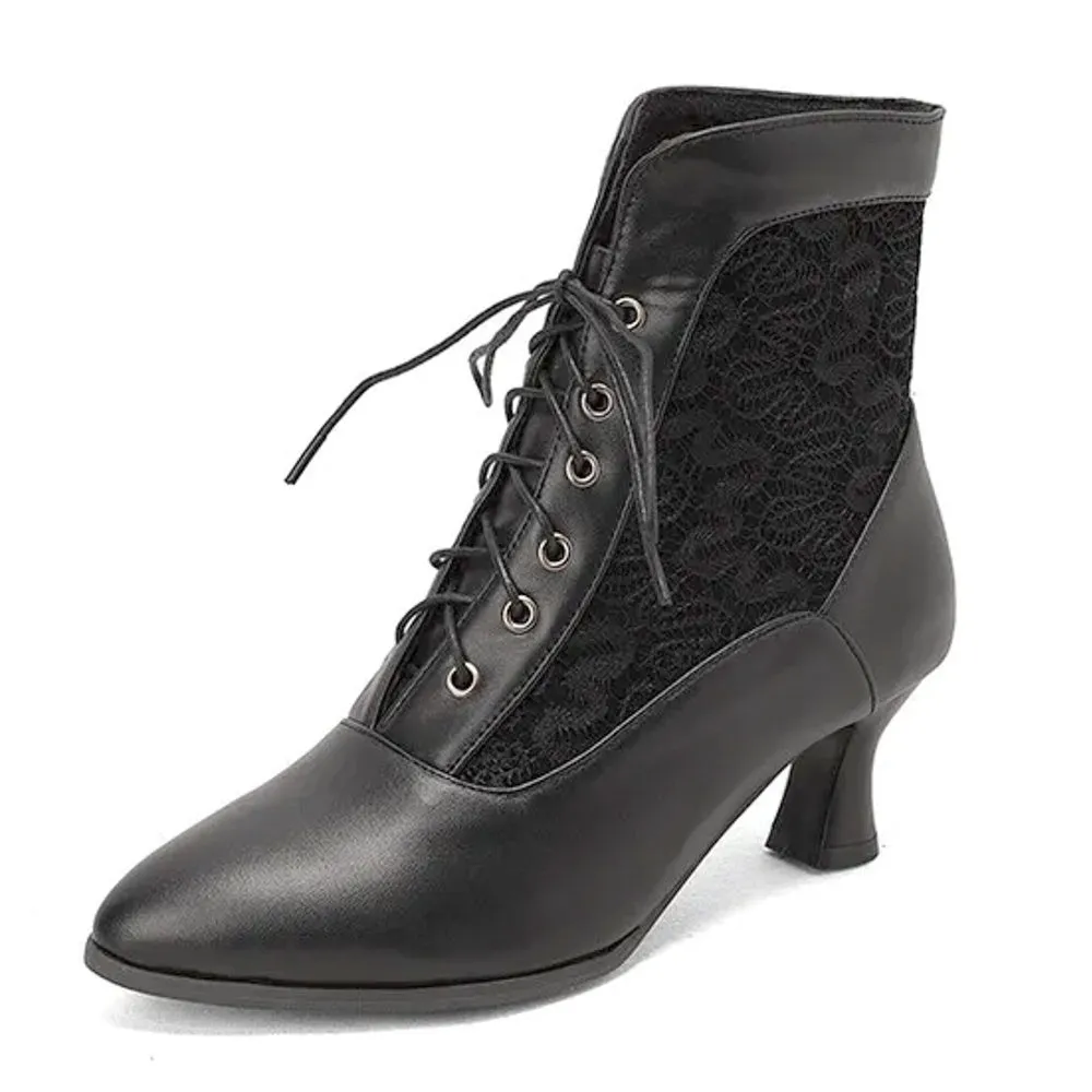 Women Ankle Boots Leather Lace Modern Boots