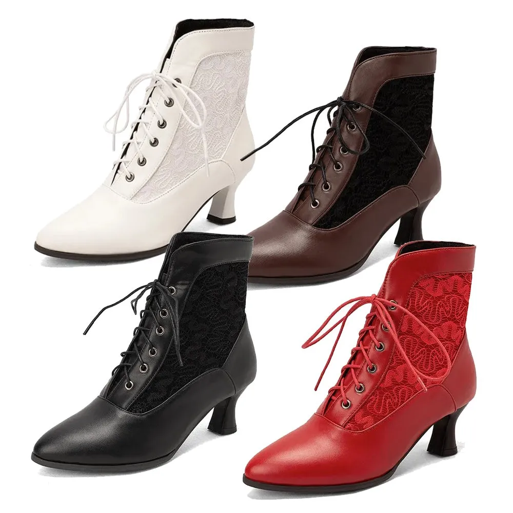Women Ankle Boots Leather Lace Modern Boots