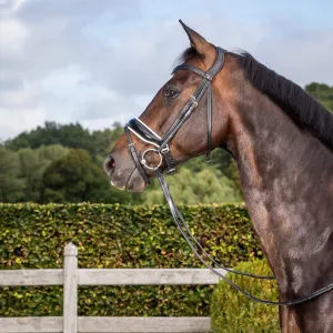 Working Patent Large Crank Noseband Bridle with White Padding and Flash - Black
