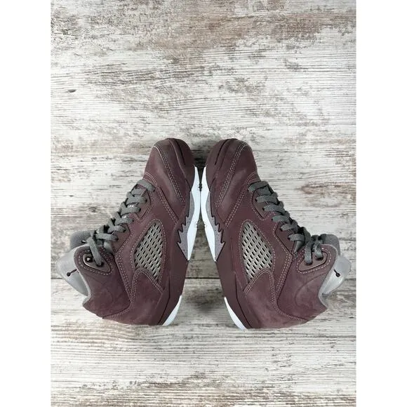 Youth Nike Air Jordan 5 Retro Burgundy Suede Sneakers Sz 1Y Athletic
