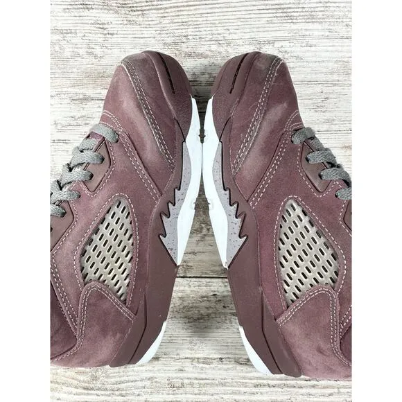 Youth Nike Air Jordan 5 Retro Burgundy Suede Sneakers Sz 1Y Athletic