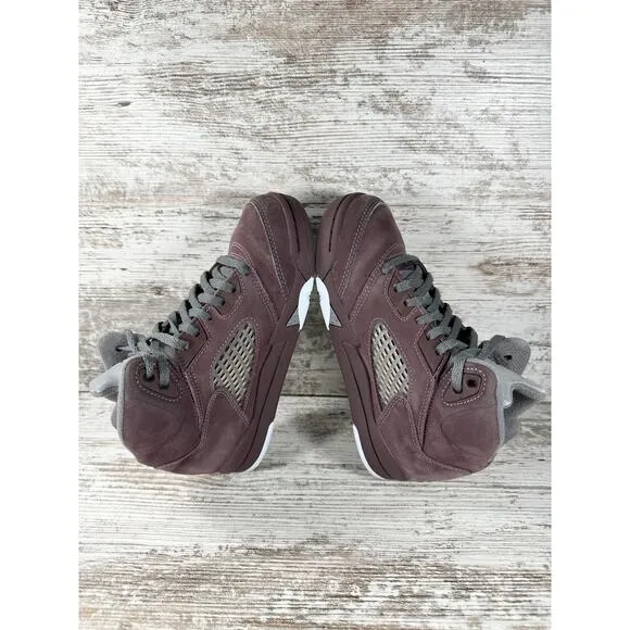 Youth Nike Air Jordan 5 Retro Burgundy Suede Sneakers Sz 1Y Athletic