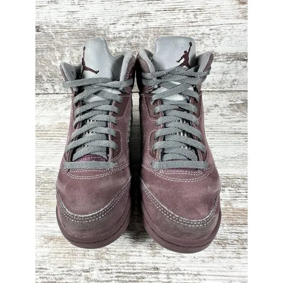 Youth Nike Air Jordan 5 Retro Burgundy Suede Sneakers Sz 1Y Athletic