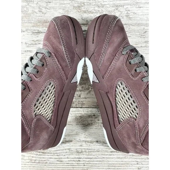 Youth Nike Air Jordan 5 Retro Burgundy Suede Sneakers Sz 1Y Athletic
