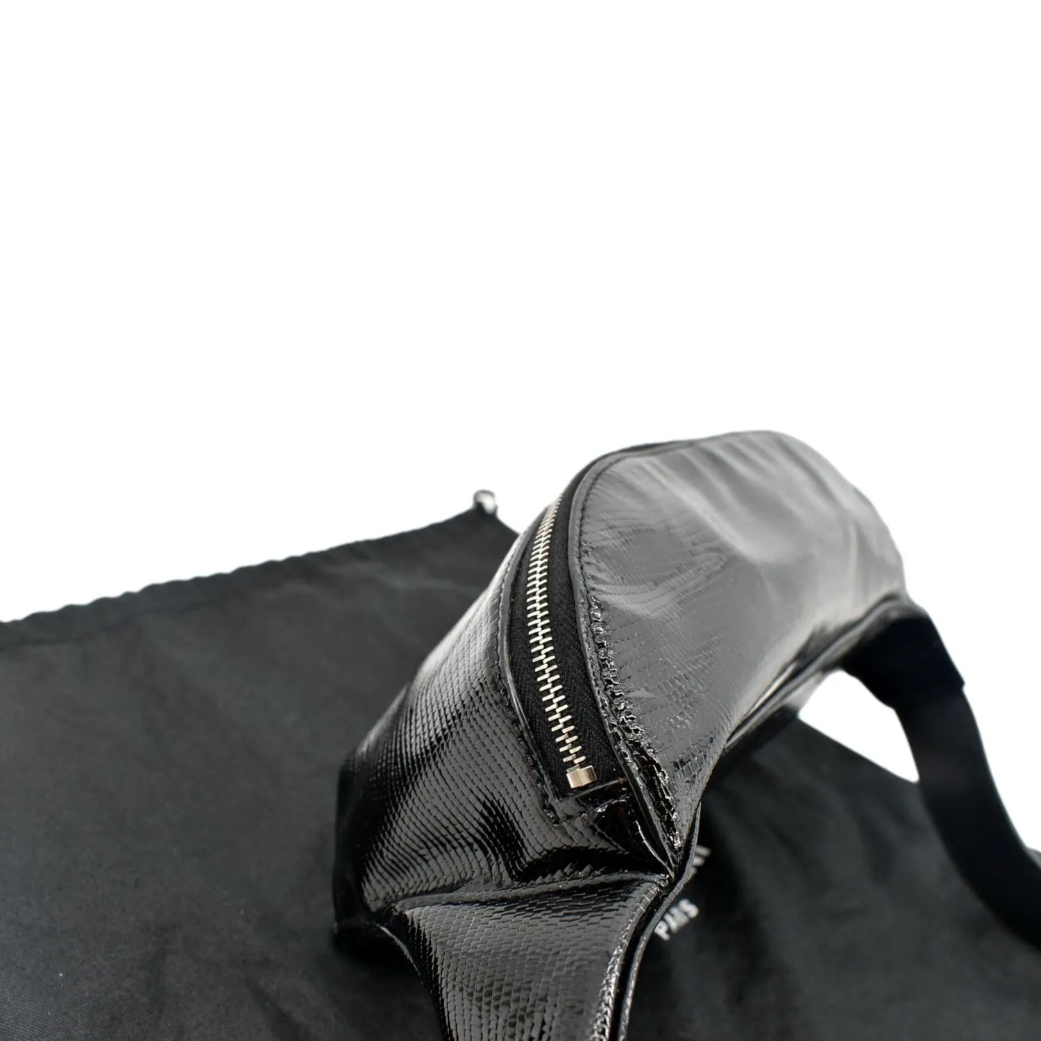 YVES SAINT LAURENT Embossed Patent Leather Belt Bag Black