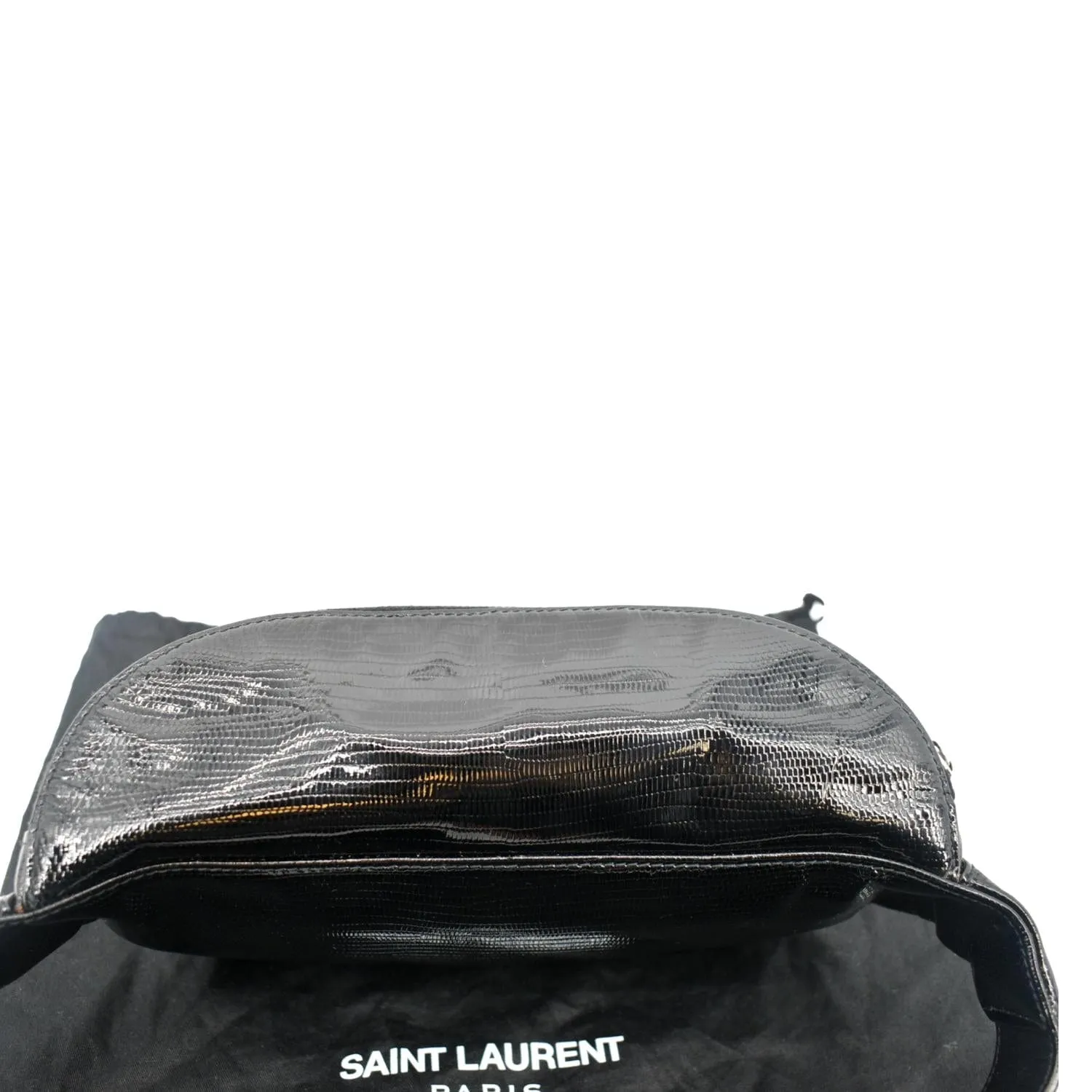 YVES SAINT LAURENT Embossed Patent Leather Belt Bag Black