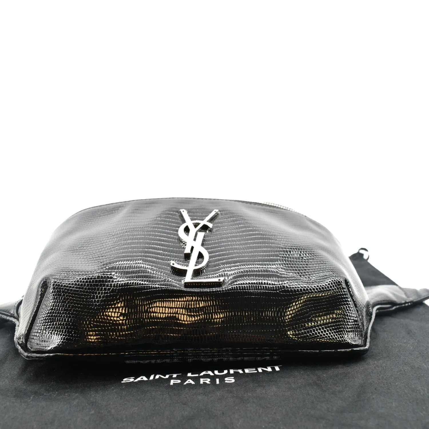 YVES SAINT LAURENT Embossed Patent Leather Belt Bag Black