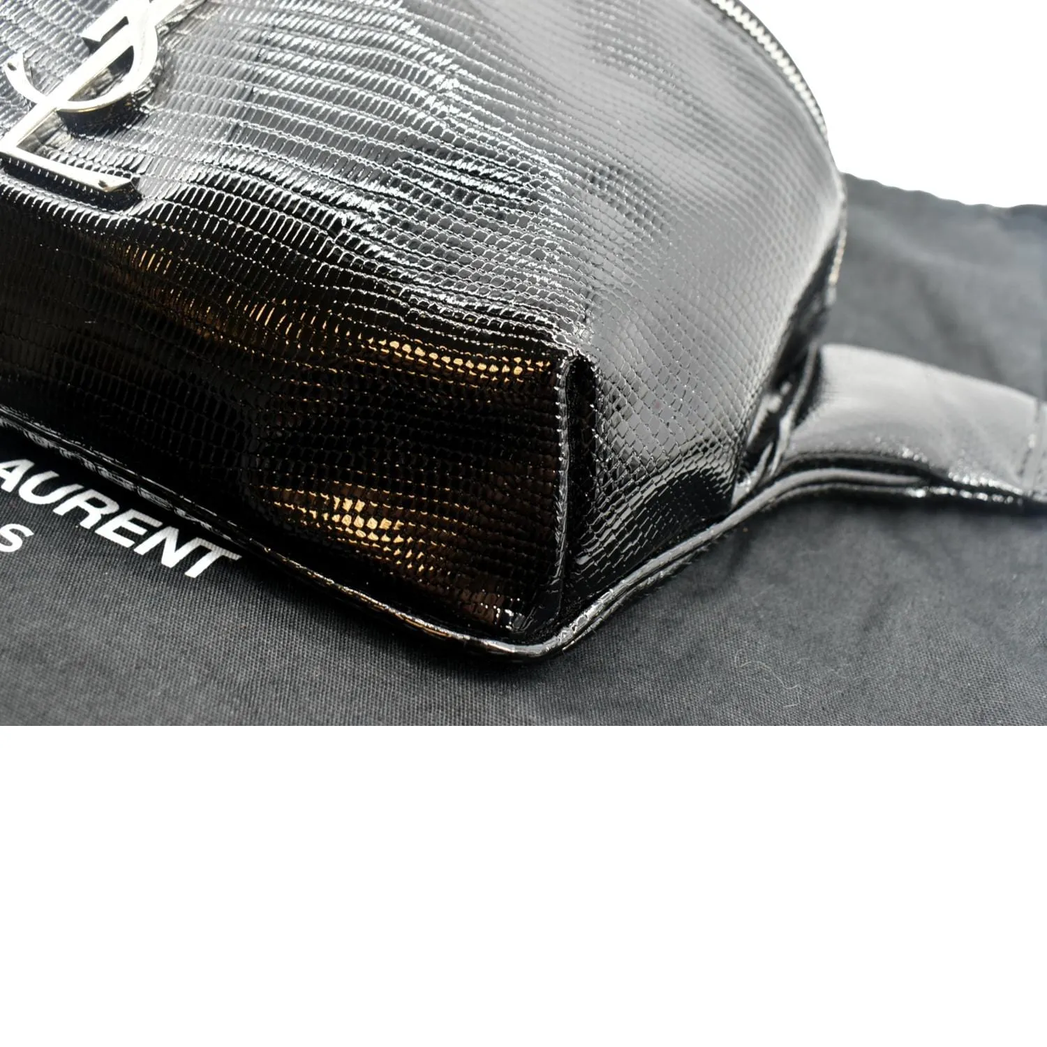 YVES SAINT LAURENT Embossed Patent Leather Belt Bag Black